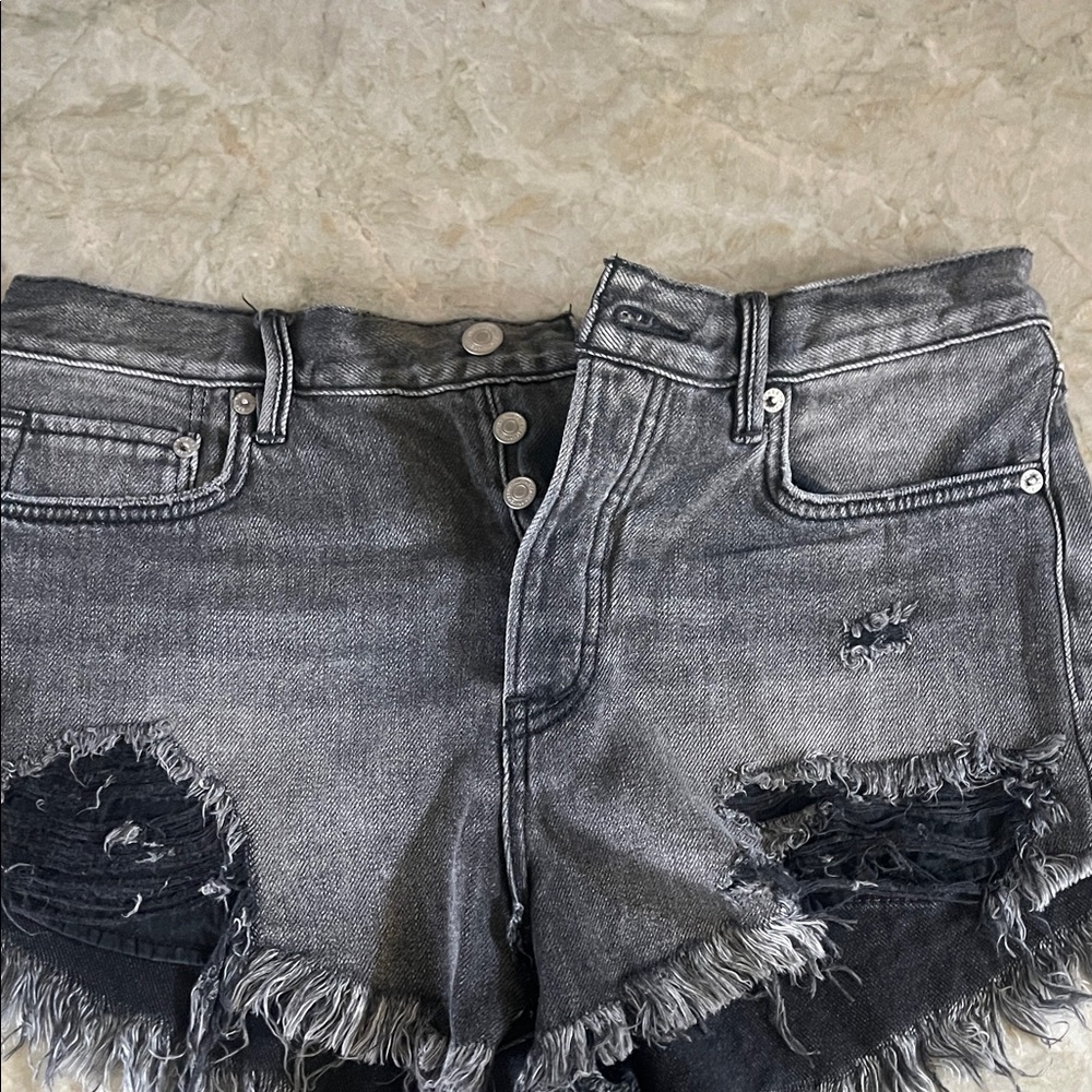 We The Free Black Distressed Jean Shorts